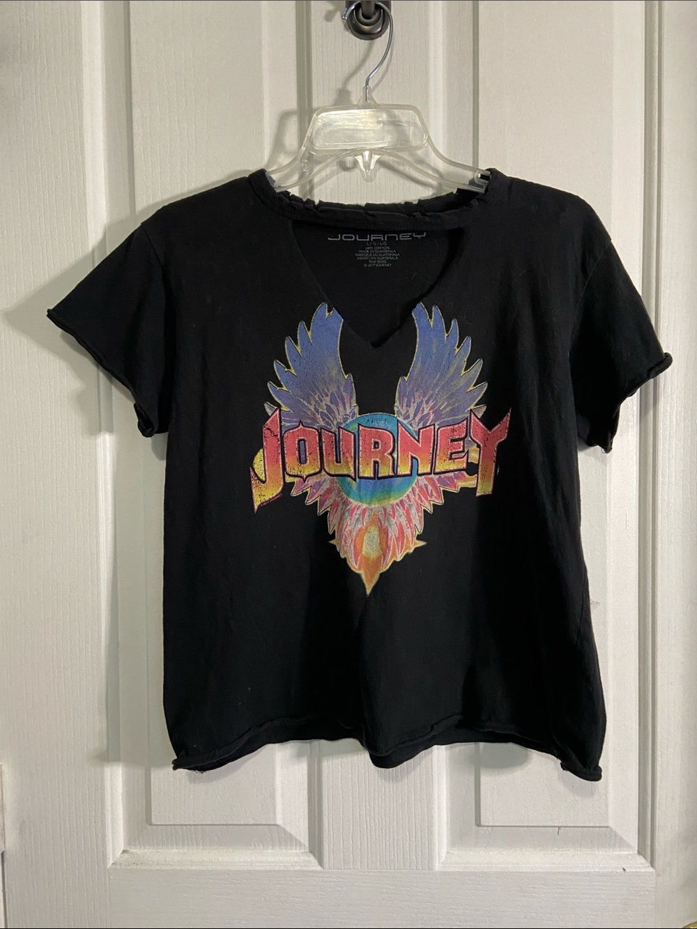 Journey Graphic Black Women's Tee with Multicolor Logo